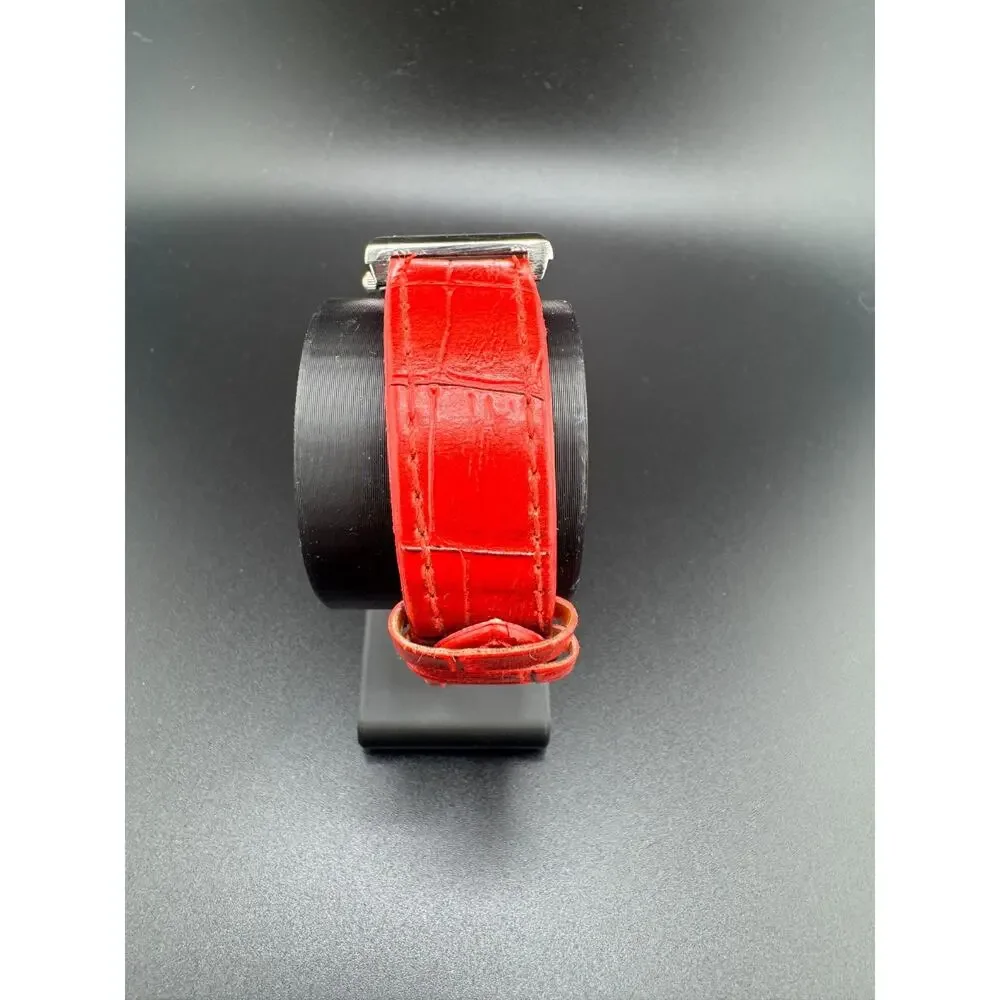 GUESS Women's Rectangle Watch Champagne Dial Red Strap